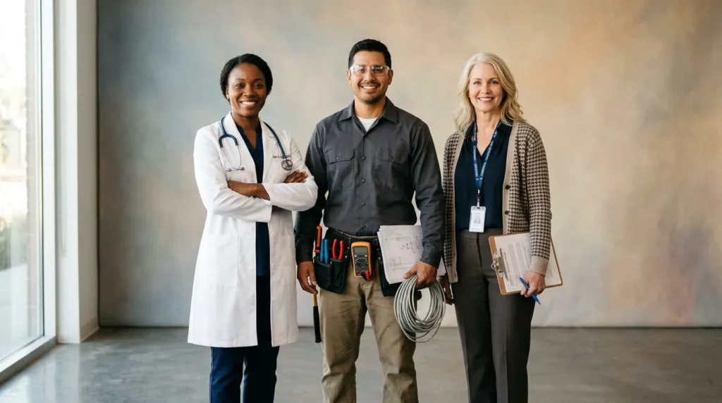 Professionals from healthcare, trades, and education, fields with the most jobs safe from AI