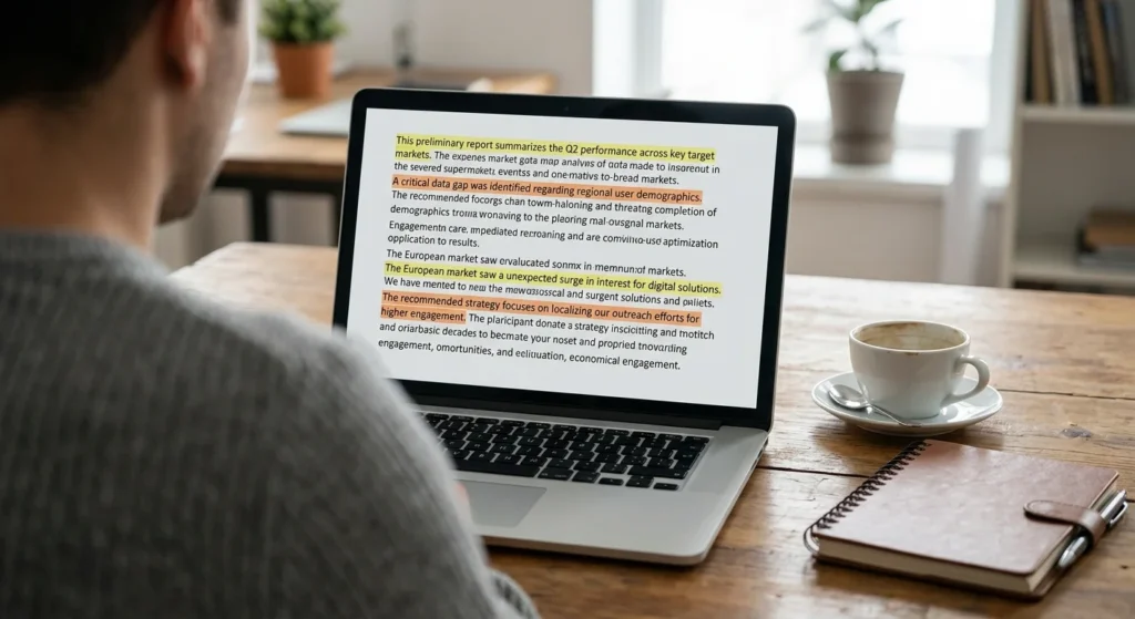 AI detection software flagging sentences in a student essay