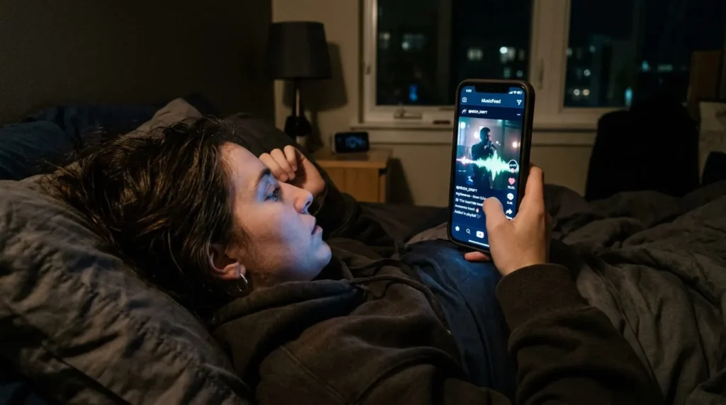Person scrolling social media where the Skars AI controversy is spreading across TikTok and Instagram