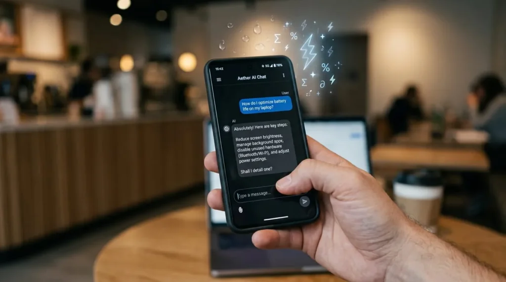 Smartphone showing an AI chatbot to illustrate why AI uses water per query