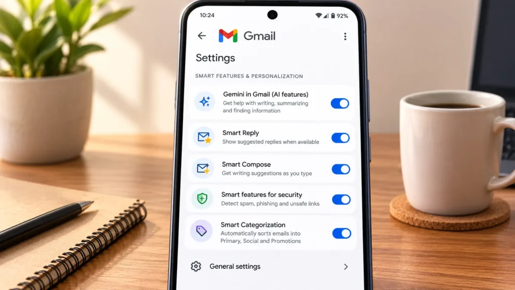 Comparison of a Gmail inbox before and after you turn off AI in Gmail