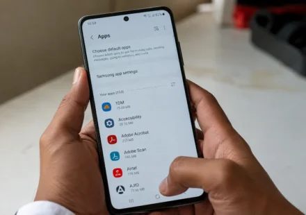 person checking the AI Core app in Android phone settings