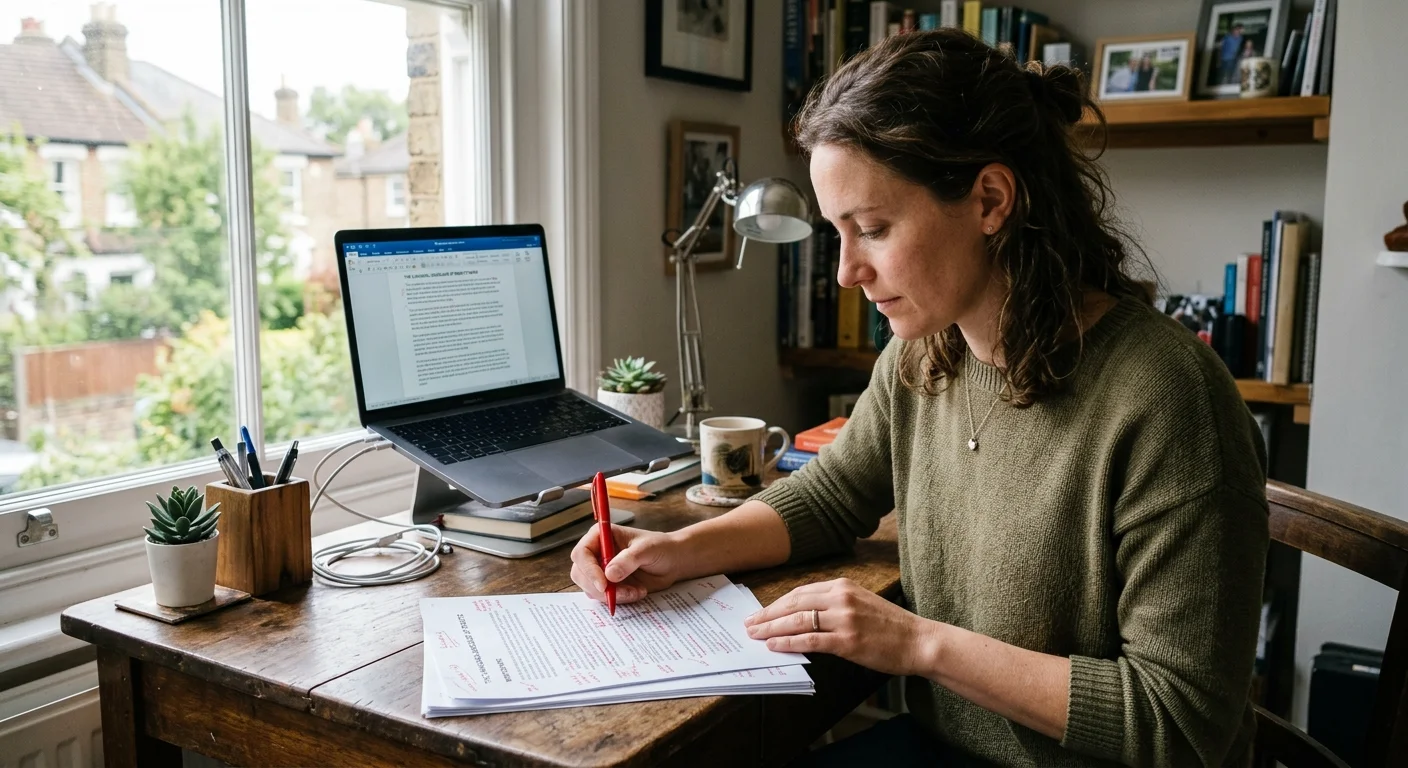 writer editing AI content by hand to humanize AI content