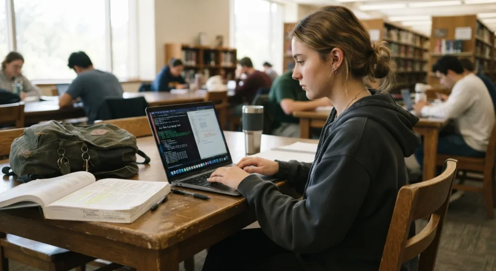 Student completing side work to test if Handshake AI is legit for extra income