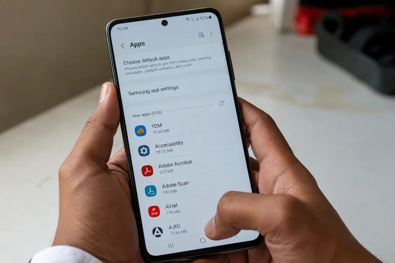 person checking the AI Core app in Android phone settings