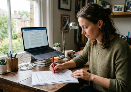 writer editing AI content by hand to humanize AI content