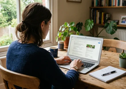 person trying to turn off Google AI overview on a laptop