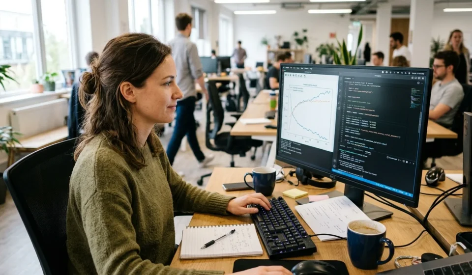 How Does Artificial Intelligence Work? A Plain Guide How does artificial intelligence work, shown by an engineer reviewing a model training dashboard